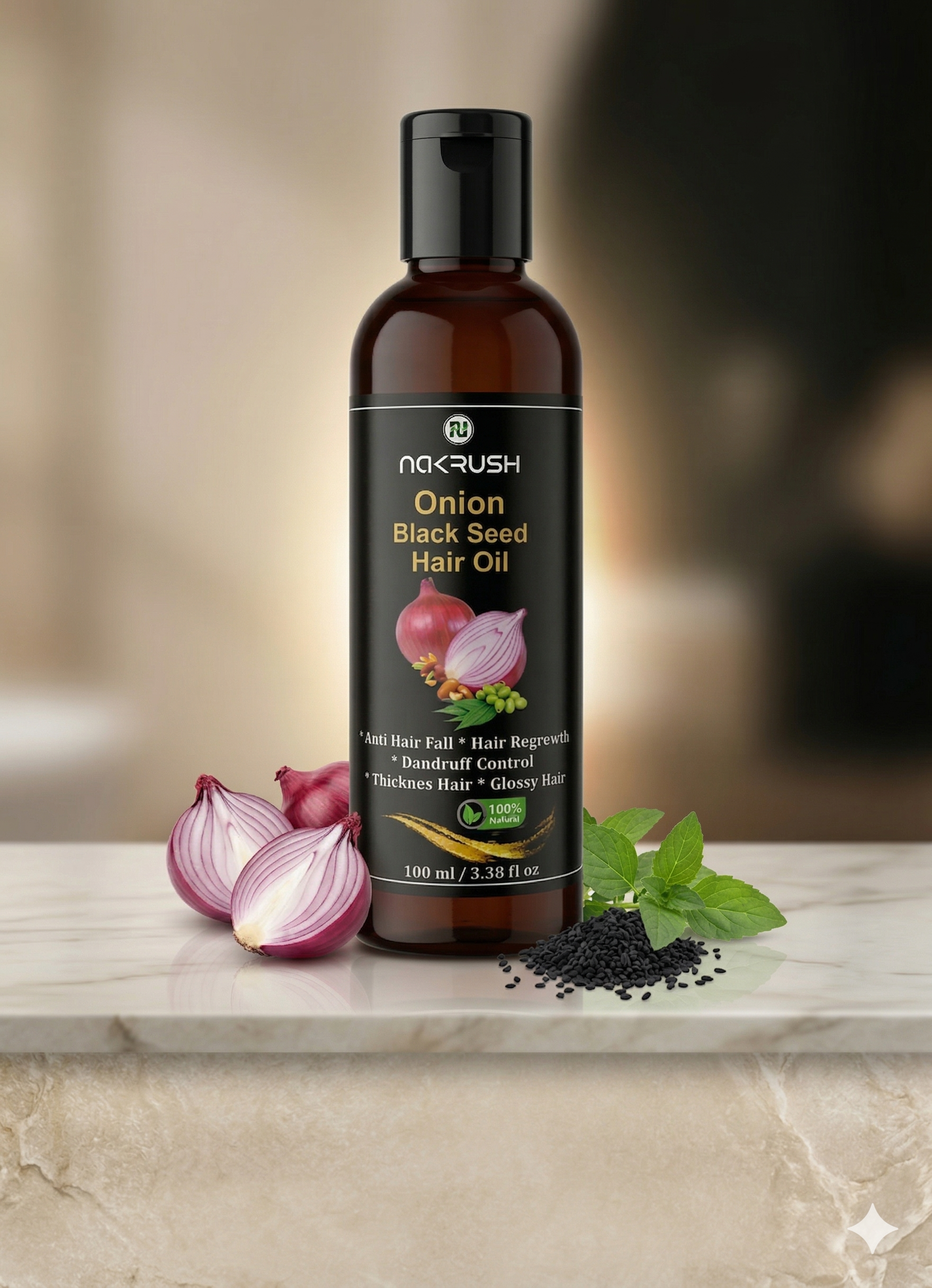 Onion Black Seed Hair Oil – Anti Hair Fall & Hair Growth Booster (100ml)
